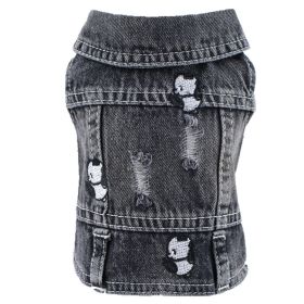 Pet Dog Black Ripped Panda Denim Vest (Option: Black Panda Vest-XS)