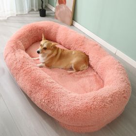 Pet Pad Plush Winter Warm Large Pet Bed Removable And Washable (Option: Leather Pink-165X95X30CM)