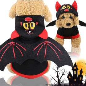 Pet Black Bat Wing Costume Hooded Winter Warm Sweater Halloween Costume (size: XS)