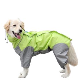 A Raincoat for all small and large dogs; Pet raincoat Medium large dog Golden hair Samo Alaska waterproof four foot raincoat Dog hooded raincoat (colour: Lemon yellow, size: 22)