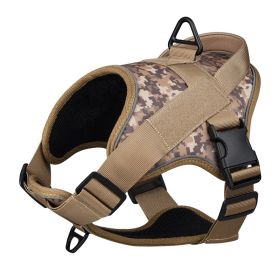 Dog Harness; large dog training tactical chest strap; K9 pet chest strap; vest type reflective dog rope; explosion-proof impulse traction (Specification (L * W): L, colour: Yellow)