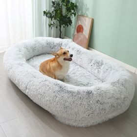 Pet Pad Plush Winter Warm Large Pet Bed Removable And Washable (Option: Gradient Gray-180X105X32CM)