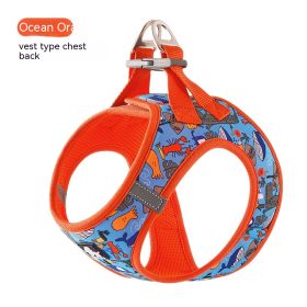 Dog Vest Strap Hand Holding Rope Breathable Lightweight (Option: Ocean Orange-2XS)