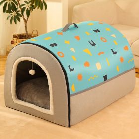 Warm Enclosed Removable And Washable Corgi And Shiba Inu House (Option: Blue-S)