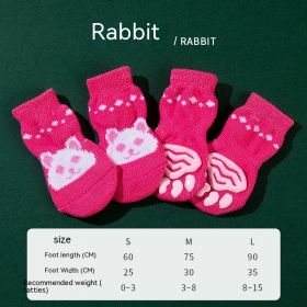 High Quality Non-slip Sole Socks Teddy Corgi Cat Supplies 4 Pack (Option: Pink Rabbit-M)