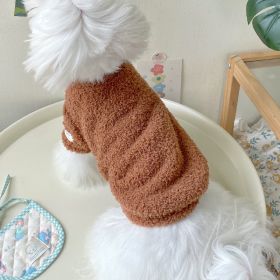 Double-sided Cloud Velvet Thickened Pet Puppy Cat Clothes (Option: Brown-M)