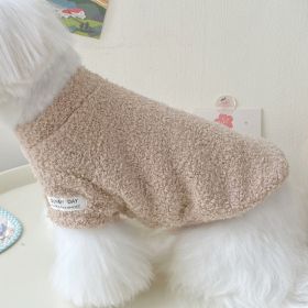 Double-sided Cloud Velvet Thickened Pet Puppy Cat Clothes (Option: Light Khaki-M)