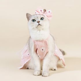 Spring And Summer Dog Clothes Cat Clothing Pet Cotton Floral Slip Dress Mesh Skirt Dress (Option: Pink Flowers Sling-M)