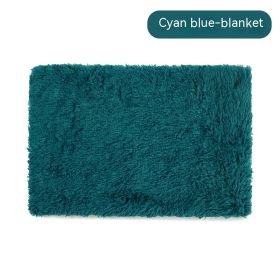 Pet Blanket Dog Bed Cat Winter Thermal Blanket (Option: Cyan Blue Blanket-L)