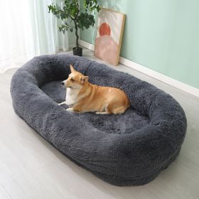 Pet Pad Plush Winter Warm Large Pet Bed Removable And Washable (Option: Dark Gray-190X115X35CM)