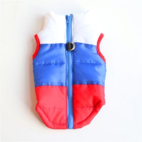 New Dog Clothes Winter Thickened Dog Cotton-padded Jacket Waistcoat Vest Down Silk Cotton Traction Buckle (Option: Bright Red-M)