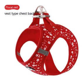 Dog Vest Strap Hand Holding Rope Breathable Lightweight (Option: Floral Red-L)